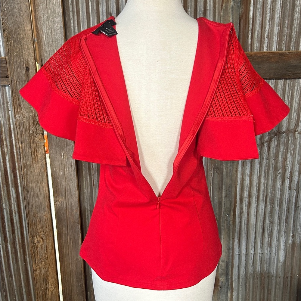 Gracia Vibrant Red Top with Cape Detail - Picture 8 of 9